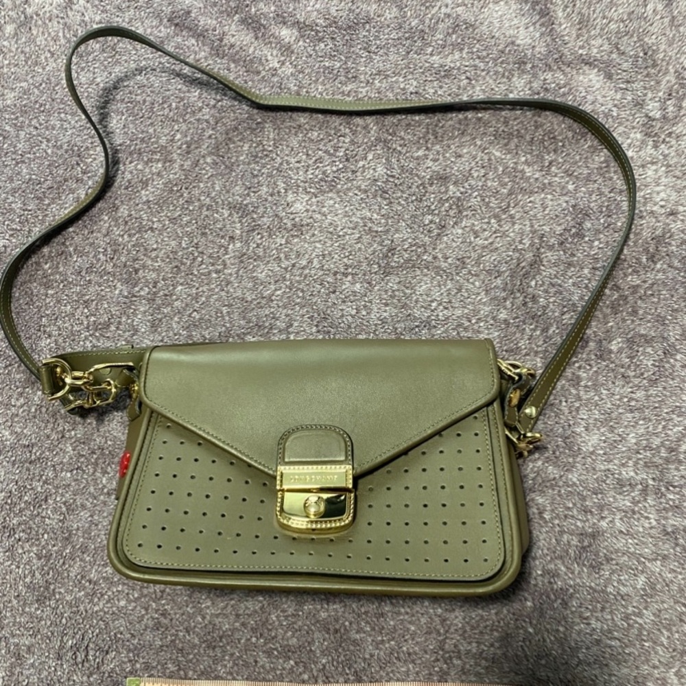 Longchamp Olive Crossbody Bag with Gold Clasp